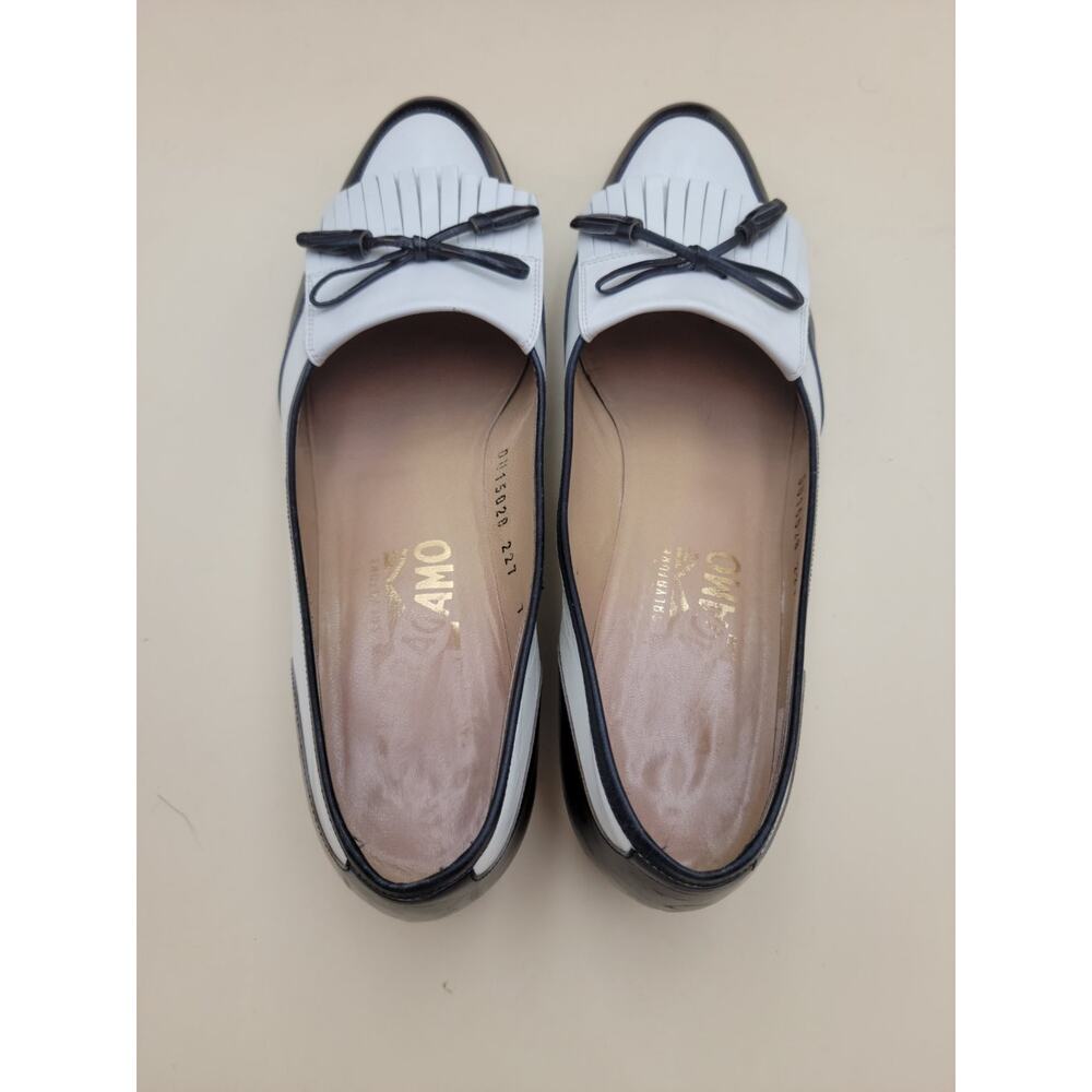 Vintage Salvatore Ferragamo 7 2A Black Leather Kiltie Tassel Loafer Flat Italy - Picture 10 of 12